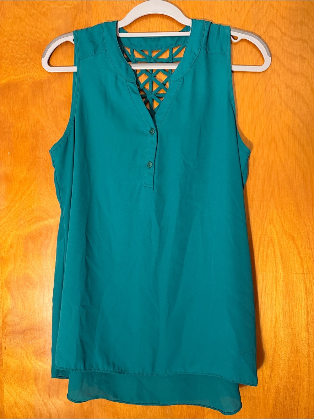 Bwear Teal Sleeveless V-Neck Camisole with Lattice Back